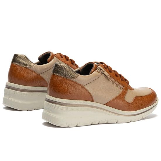 Pitillos - 11611 - CUERO/TOPO/BRONCE - 11611 - CUERO/TOPO/BRONCE - Deportivo combinado bicolor napa con grano con cremallera Cue