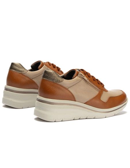 Pitillos - 11611 - CUERO/TOPO/BRONCE - 11611 - CUERO/TOPO/BRONCE - Deportivo combinado bicolor napa con grano con cremallera Cue