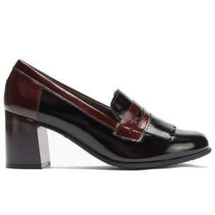 Pitillos - 11654 - NEGRO/BURDEOS - 11654 - NEGRO/BURDEOS - Mocasín antifaz flecos combinado charol bicolor Negro-Burdeos - 1