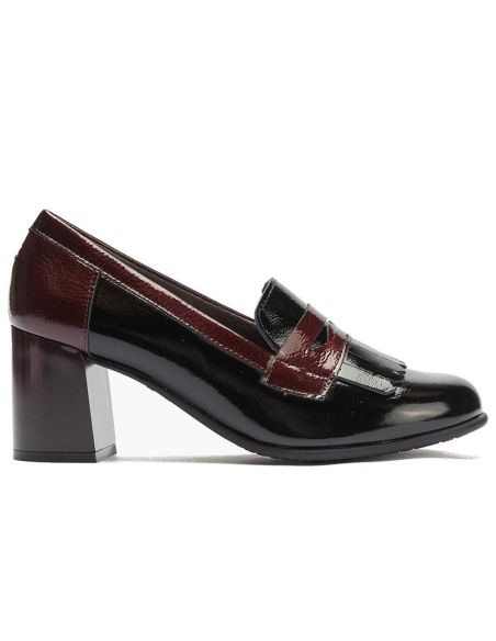 Pitillos - 11654 - NEGRO/BURDEOS - 11654 - NEGRO/BURDEOS - Mocasín antifaz flecos combinado charol bicolor Negro-Burdeos - 1