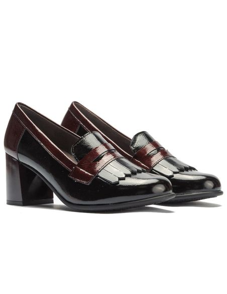 Pitillos - 11654 - NEGRO/BURDEOS - 11654 - NEGRO/BURDEOS - Mocasín antifaz flecos combinado charol bicolor Negro-Burdeos - 2