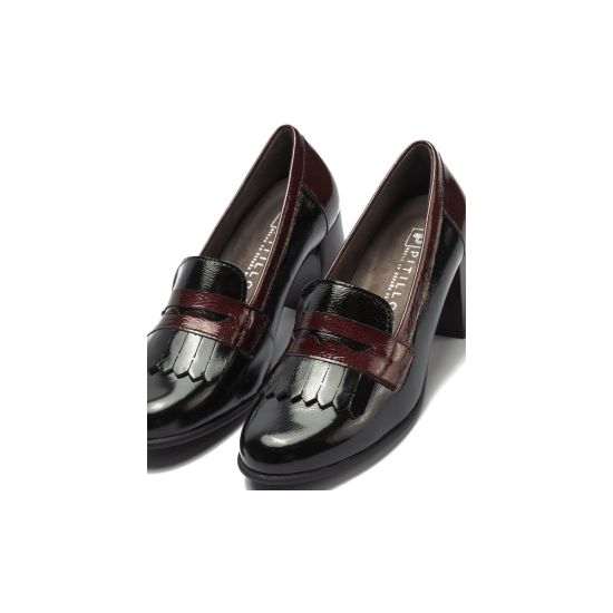Pitillos - 11654 - NEGRO/BURDEOS - 11654 - NEGRO/BURDEOS - Mocasín antifaz flecos combinado charol bicolor Negro-Burdeos - 4