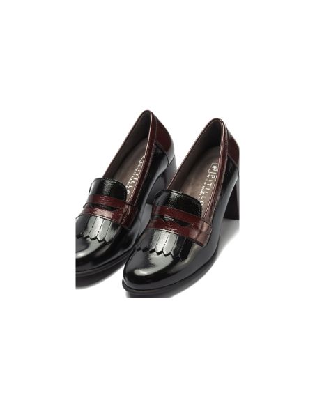 Pitillos - 11654 - NEGRO/BURDEOS - 11654 - NEGRO/BURDEOS - Mocasín antifaz flecos combinado charol bicolor Negro-Burdeos - 4