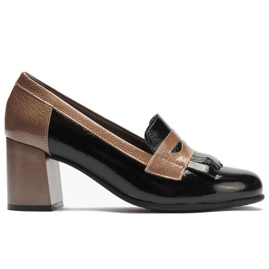 Pitillos - 11654 - NEGRO/TOPO - 11654 - NEGRO/TOPO - Mocasín antifaz flecos combinado charol bicolor Negro-Topo - 1