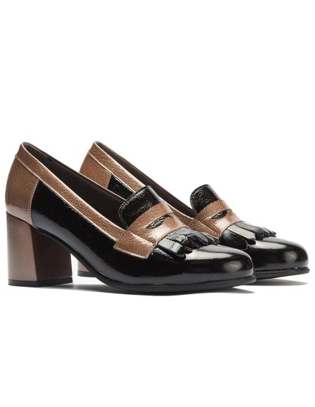 Pitillos - 11654 - NEGRO/TOPO - 11654 - NEGRO/TOPO - Mocasín antifaz flecos combinado charol bicolor Negro-Topo - 2