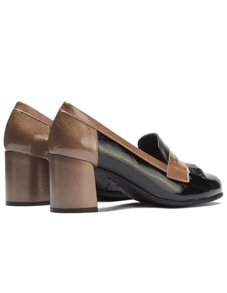 Pitillos - 11654 - NEGRO/TOPO - 11654 - NEGRO/TOPO - Mocasín antifaz flecos combinado charol bicolor Negro-Topo - 3