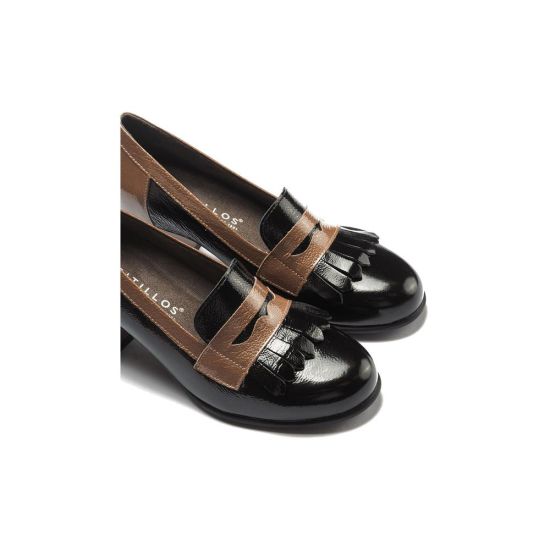 Pitillos - 11654 - NEGRO/TOPO - 11654 - NEGRO/TOPO - Mocasín antifaz flecos combinado charol bicolor Negro-Topo - 4