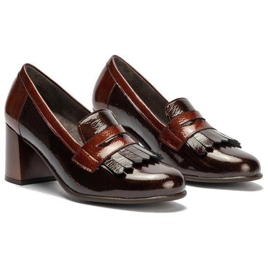 Pitillos - 11654 - MARRON/CUERO - 11654 - MARRON/CUERO - Mocasín antifaz flecos combinado charol bicolor Marrón-Cuero - 2