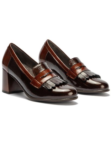 Pitillos - 11654 - MARRON/CUERO - 11654 - MARRON/CUERO - Mocasín antifaz flecos combinado charol bicolor Marrón-Cuero - 2
