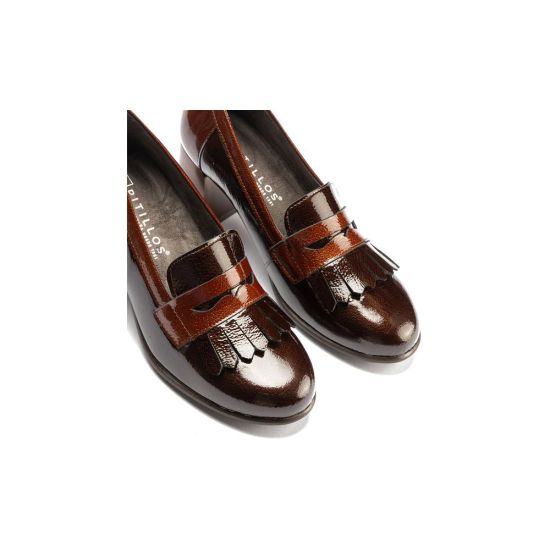 Pitillos - 11654 - MARRON/CUERO - 11654 - MARRON/CUERO - Mocasín antifaz flecos combinado charol bicolor Marrón-Cuero - 4