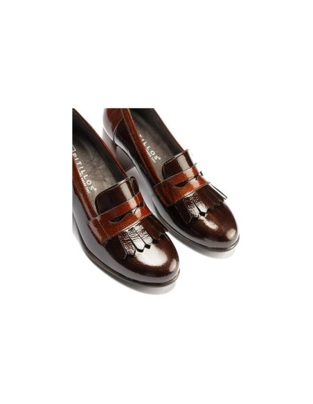 Pitillos - 11654 - MARRON/CUERO - 11654 - MARRON/CUERO - Mocasín antifaz flecos combinado charol bicolor Marrón-Cuero - 4