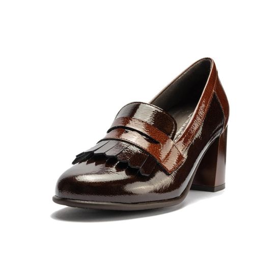 Pitillos - 11654 - MARRON/CUERO - 11654 - MARRON/CUERO - Mocasín antifaz flecos combinado charol bicolor Marrón-Cuero - 5