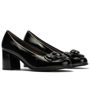 Pitillos - 11657 - NEGRO - 11657 - NEGRO - Salón combinado charol bicolor con moña flor Negro - 1 2