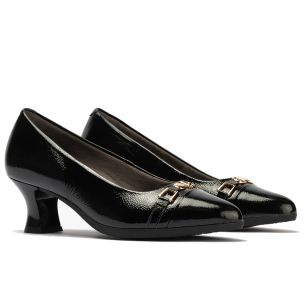 Pitillos - 11682 - NEGRO - 11682 - NEGRO - Salón puntera con adorno combinado charol Negro-Negro - 1 2