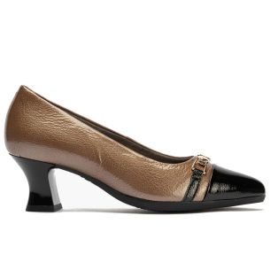 Pitillos - 11682 - NEGRO/TOPO - 11682 - NEGRO/TOPO - Salón puntera con adorno combinado charol Negro-Topo - 1