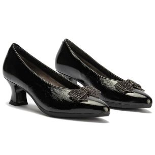 Pitillos - 11686 - NEGRO - 11686 - NEGRO - Salón pico en charol con detalle lazo Negro - 1 2
