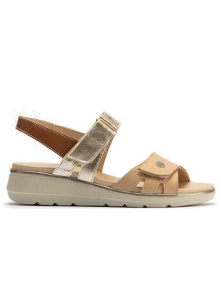 Pitillos - 20113 - TAUPE - 20113 - TAUPE - Sandalia doble velcro mujer en piel combinada MARRON CLARO - 1