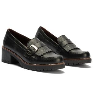 Pitillos - 20522 - NEGRO - 20522 - NEGRO - Mocasín en napa con grano con flecos y hebilla Negro - 1 2