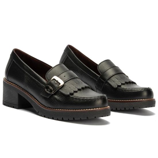 Pitillos - 20522 - NEGRO - 20522 - NEGRO - Mocasín en napa con grano con flecos y hebilla Negro - 2