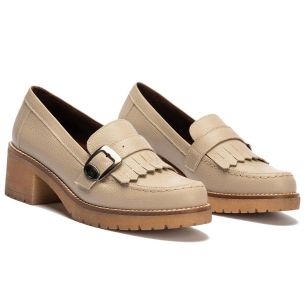 Pitillos - 20522 - TOPO - 20522 - TOPO - Mocasín en napa con grano con flecos y hebilla Topo - 1 2