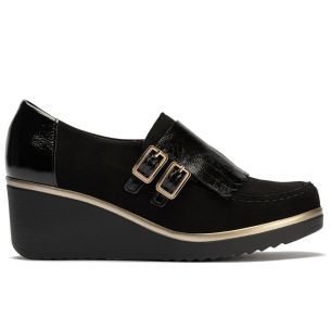 Pitillos - 20534 - NEGRO - 20534 - NEGRO - Abotinado flecos combinado ante con charol detalle doble hebilla Negro - 1