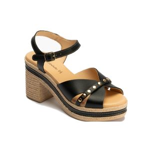Pitillos - 30213 - NEGRO - 30213 - NEGRO - Sandalia con tacón alto en piel napa y detalles metalizados Negro - 1