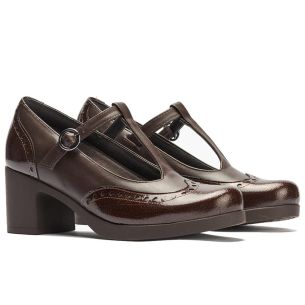 Pitillos - 30501 - MARRON - 30501 - MARRON - Gilda picados combinada en charol con napa Marrón - 1 2