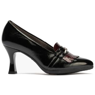 Pitillos - 30532 - NEGRO/BURDEOS - 30532 - NEGRO/BURDEOS - Salón flecos combinado charol con detalle adorno Negro-Burdeos - 1