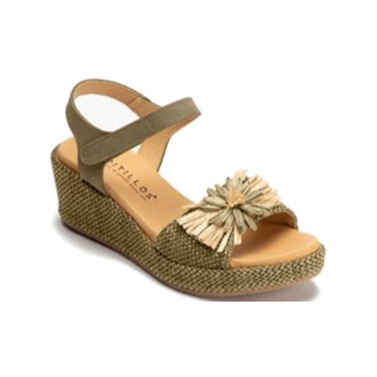 Pitillos - 11262 - KAKI - 11262 - KAKI - Sandalia de rafia con cuña baja
