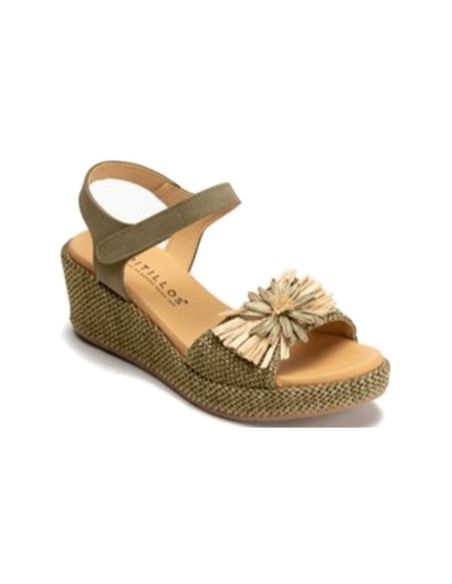 Pitillos - 11262 - KAKI - 11262 - KAKI - Sandalia de rafia con cuña baja