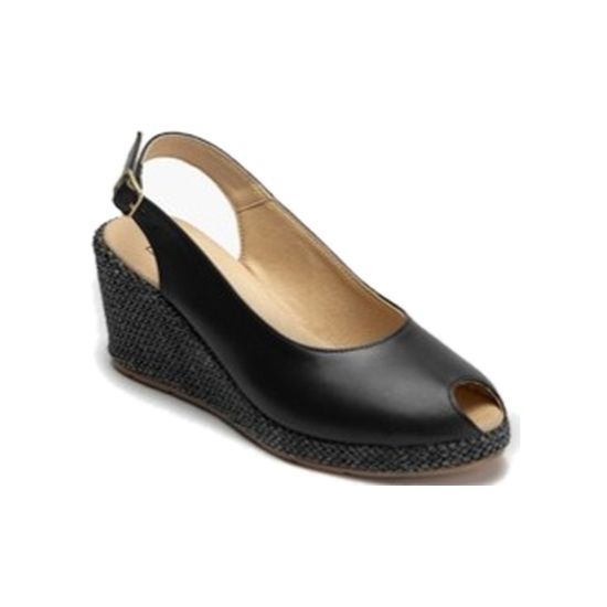 Pitillos - 11311 - NEGRO - 11311 - NEGRO - Sandalia estilo valenciana con cuña alta y combinado en piel Negro - 1