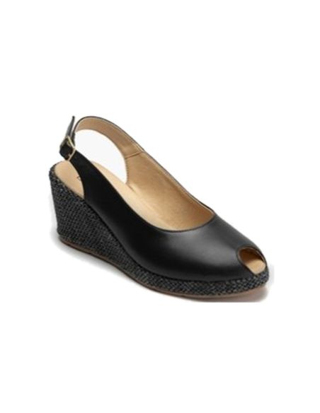 Pitillos - 11311 - NEGRO - 11311 - NEGRO - Sandalia estilo valenciana con cuña alta y combinado en piel Negro - 1