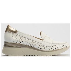 Pitillos - 10433 - BLANCO - 10433 - BLANCO - Mocasin con picados mujer en piel combinada BLANCO - 1