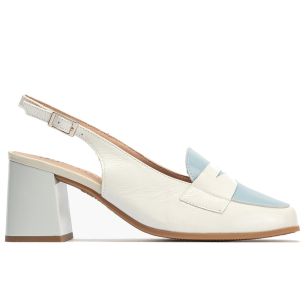 Pitillos - 10491 - GLACIAL-CE - 10491 - GLACIAL-CE - Mocasin talon abierto con tacón mujer con hebilla en piel charol AZUL - 1